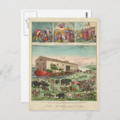 ノアの箱舟と大洪水のイラストレーション ポストカード (正面/裏面)