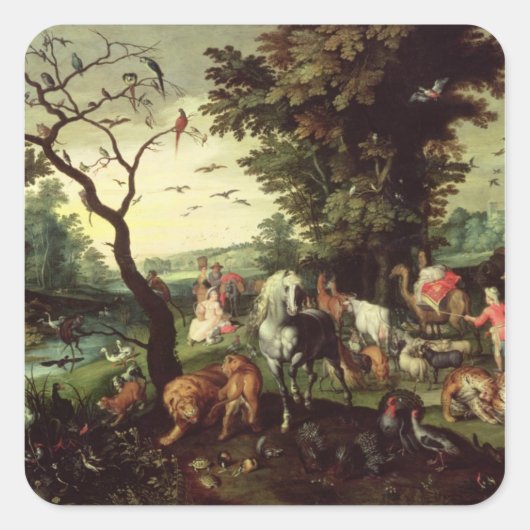 ノアの箱舟に入る動物たち スクエアシール (正面)