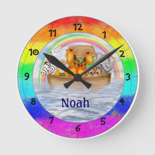 ノアの箱舟のパーソナライズな柱時計 ラウンド壁時計 (正面)