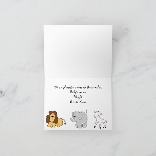 ノアの箱舟のベビーの発表 案内状 (内部)