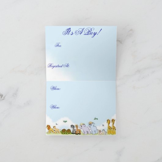 ノアの箱舟のベビーシャワーの招待状 招待状 (内部)