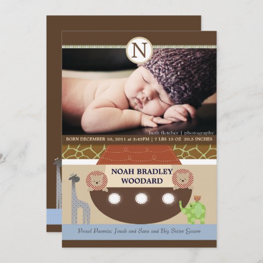 ノアの箱舟の写真の誕生の発表 案内状 (正面/裏面)