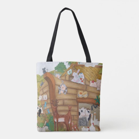 ノアの箱舟の動物があなたを見て船に。 トートバッグ (裏面)