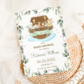 ノアの箱舟の動物の緑の赤ちゃんシャワーニュートラル セーブザデート