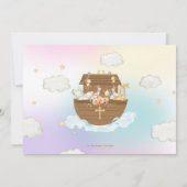 ノアの箱舟の動物ガールバプテスマ《キリスト教》洗礼式や命名式写真 サンキューカード (裏面)