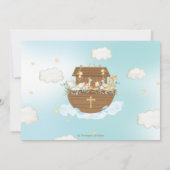 ノアの箱舟の動物少年バプテスマ《キリスト教》洗礼式や命名式写真 サンキューカード (裏面)