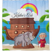 ノアの箱舟の子どもたパーソナライズされたちの聖書 シャワーカーテン (正面)