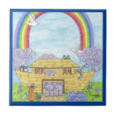 ノアの箱舟の水の色レインボーアニマルゾウ タイル (正面)