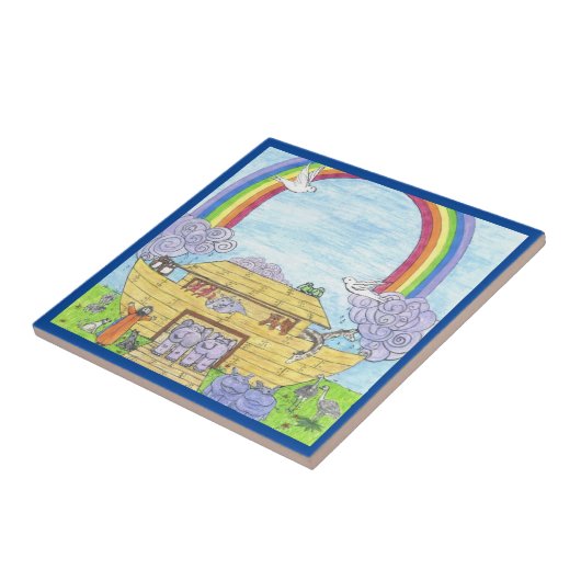 ノアの箱舟の水の色レインボーアニマルゾウ タイル (側面)