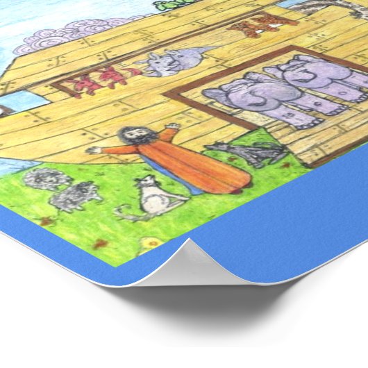 ノアの箱舟の水の色レインボーアニマルゾウ ポスター (角)