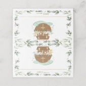 ノアの箱舟の緑の動物のバプテスマ《キリスト教》洗礼式や命名式 プレイスカード (外部開封)