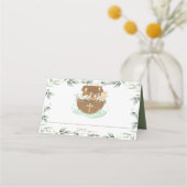 ノアの箱舟の緑の動物のバプテスマ《キリスト教》洗礼式や命名式 プレイスカード (裏面)