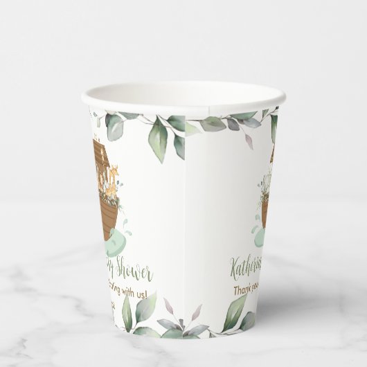 ノアの箱舟の緑の赤ちゃんシャワー洗礼誕生日 紙コップ (右)