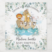 ノアの箱舟の緑の赤男女兼用ちゃんシャワー ワインラベル (シングルラベル)