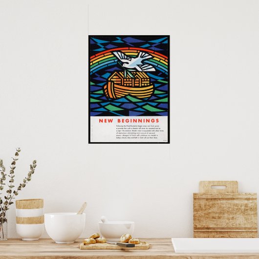 ノアの箱舟の編集されていないヴィンテージ写真の古い美学 ポスター (キッチン)