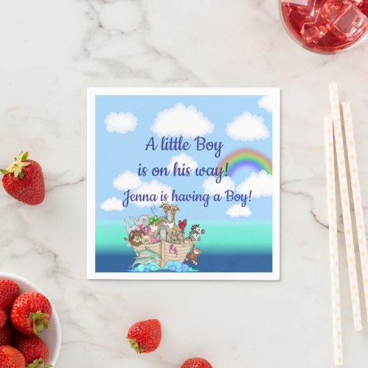 ノアの箱舟の赤ちゃんシャワーのお願い スタンダードカクテルナプキン (インサイチュ)