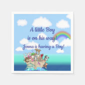 ノアの箱舟の赤ちゃんシャワーのお願い スタンダードカクテルナプキン (正面)