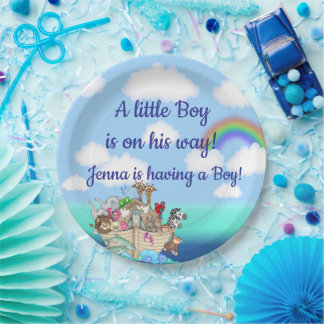 ノアの箱舟の赤ちゃんシャワーのお願い ペーパープレート