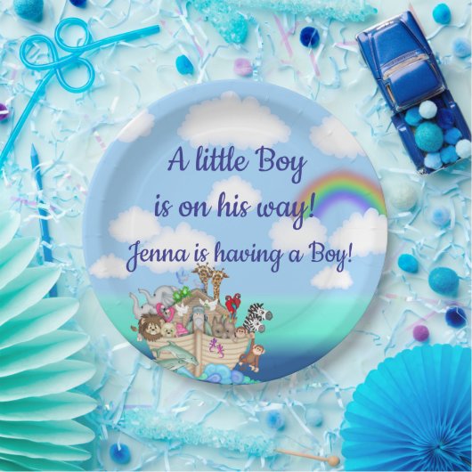 ノアの箱舟の赤ちゃんシャワーのお願い ペーパープレート (パーティー)