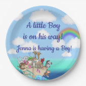 ノアの箱舟の赤ちゃんシャワーのお願い ペーパープレート (正面)