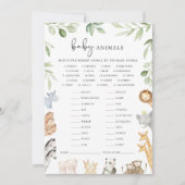 ノアの箱舟の赤ちゃんシャワー赤ちゃん動物マッチゲーム 招待状 (正面)