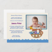 ノアの箱舟の《キリスト教》洗礼式や命名式の招待状 招待状 (正面/裏面)