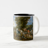 ノアの箱舟への動物の侵入 ツートーンマグカップ (正面右)