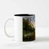 ノアの箱舟への動物の侵入 ツートーンマグカップ (左)