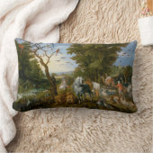 ノアの箱舟への動物の侵入 ランバークッション (ブランケット)