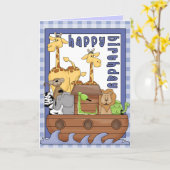 ノアの箱舟アニマルズボーイハッピーバースデーカード カード (黄色い花)