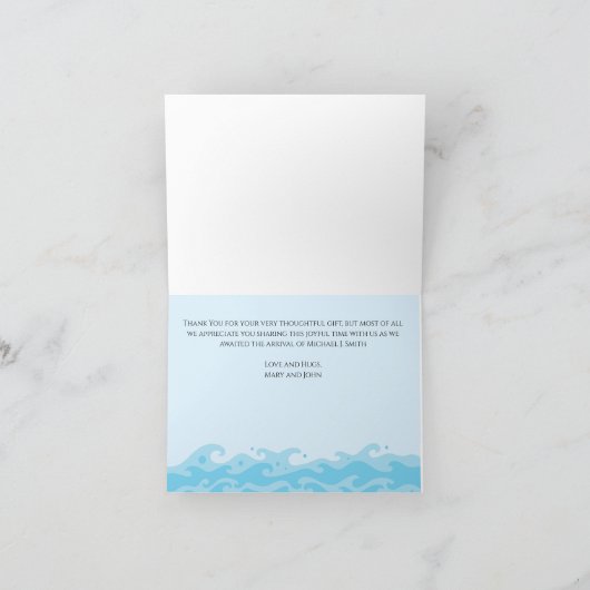 ノアの箱舟ガールズベビーシャワーのお礼メモ サンキューカード (内部)