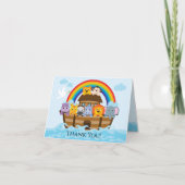 ノアの箱舟ガールズベビーシャワーのお礼メモ サンキューカード (正面)