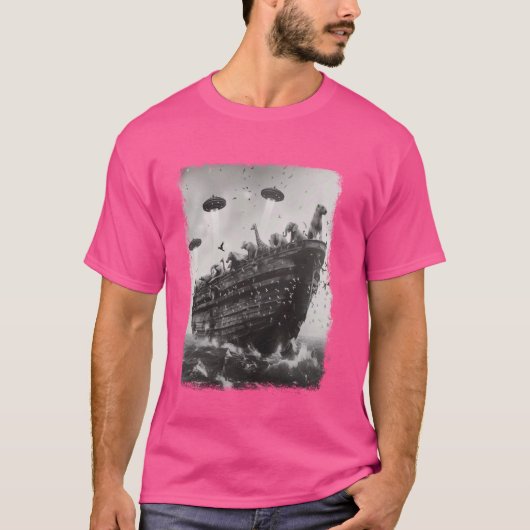 ノアの箱舟クリスチャンUFOエイリアン地球外Se Tシャツ (正面)