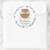 ノアの箱舟グリーンリーニュートラル少年ガールベビーシャワー ラウンドシール (バッグ)