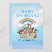 ノアの箱舟ベビーシャワーの招待状 招待状 (正面/裏面)