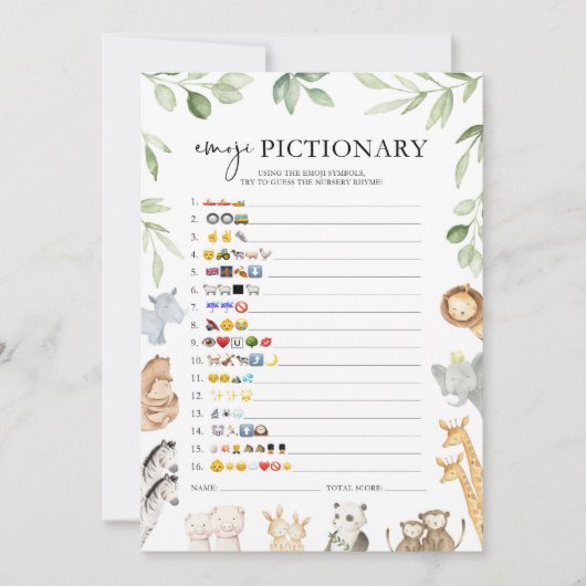 ノアの箱舟ベビーシャワー絵文字ゲーム 招待状 (正面)