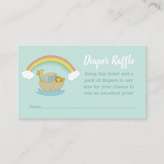 ノアの箱舟ボホ赤ちゃんシャワーおむつラッフル エンクロージャーカード (正面)