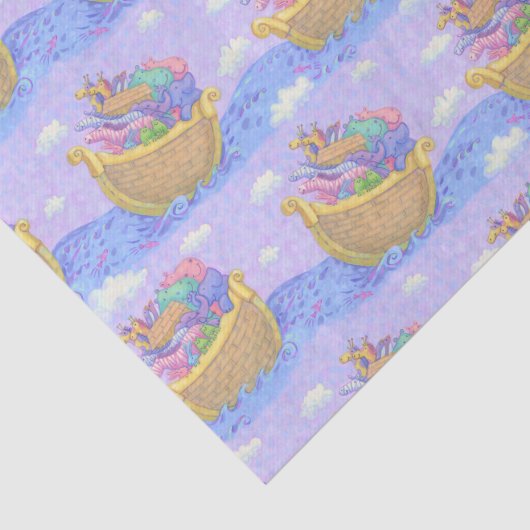 ノアの箱舟動物の紫の模様 薄葉紙 (詳細)