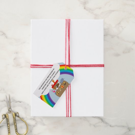 ノアの箱舟賛美のバックパック教会 ギフトタグ (より糸付き)