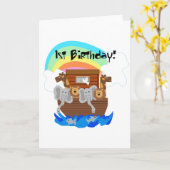 ノアの箱舟1歳の誕生日Tシャツと贈り物 カード (黄色い花)