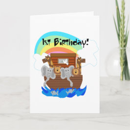 ノアの箱舟1歳の誕生日Tシャツと贈り物 カード