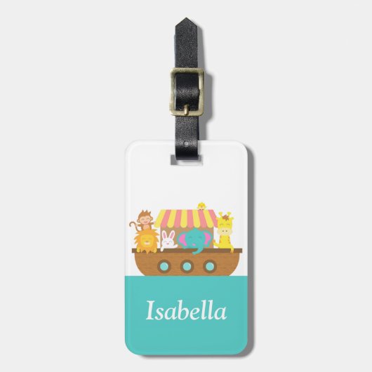 ノアの箱舟、かわいい動物子供へ、 ラゲッジタグ (正面縦)