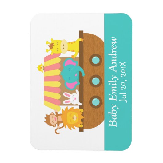 ノアの箱舟、かわいい動物、赤ちゃんシャワーパーティーの好意 マグネット (縦)