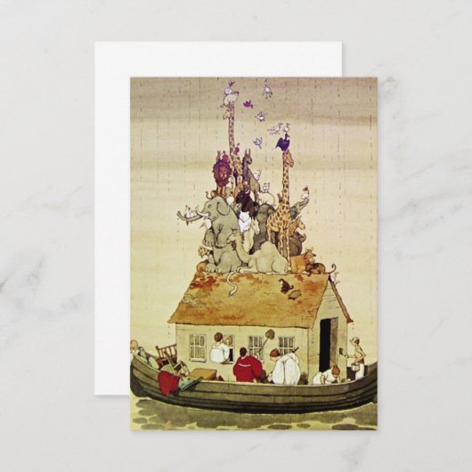 「ノアの箱舟」 ウィリアム・ヒース・ロビンソン サンキューカード (正面/裏面)