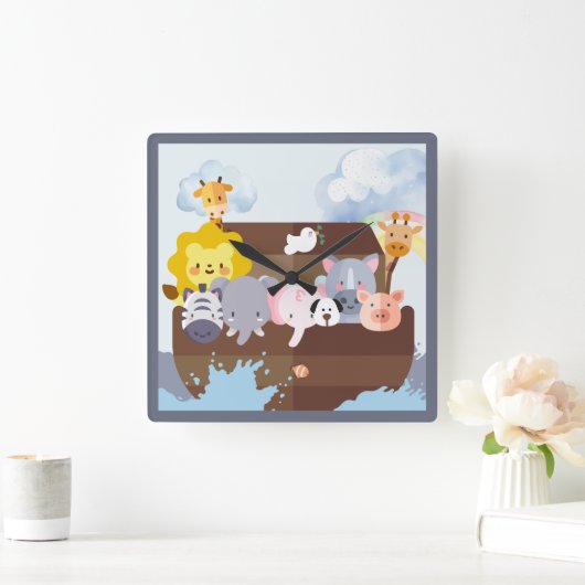 ノアの箱舟 スクエア壁時計 (ホーム)