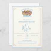 ノアの箱舟　ファーストバースデー 招待状 (正面/裏面)