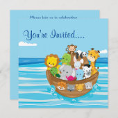 ノアの箱舟 | ベビーアニマル | スクエア招待状 招待状 (正面/裏面)