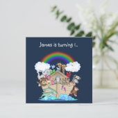 ノアの箱舟 動物 招待状 ネイビーブルー (スタンド正面)