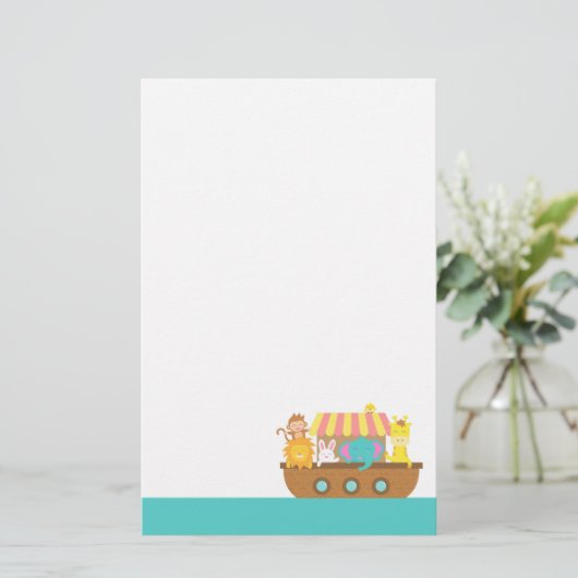 ノアの箱舟、子供へかわいい動物 便箋 (スタンド正面)