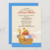 ノアの箱舟(箱舟)の男の子か女の子の赤ちゃんのシャワー 招待状 (正面/裏面)